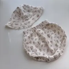 anggo 花柄ハット　コットンブルマ　18m