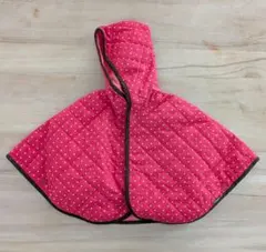 ミキハウス　リバーシブルポンチョ　赤　水玉