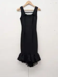 ブラックキャミワンピース レースフリル付き