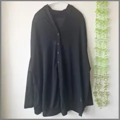 レディース　長袖カーディガン　透け感　羽織り　ブラック　黒