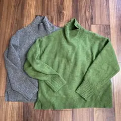 ✨UNIQLO✨長袖ニットセーター Sサイズ グリーン・グレー✨