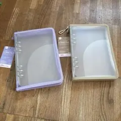 ダイソー A5 6リングファイル ベージュ パープル シール帳 バインダー 2点