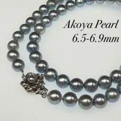 【テリ強✨】あこや本真珠 ネックレス 6.5-6.9 パール ブルー イヤリング