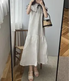 S075 グレイル ワンピース F オフホワイト ロング 付け襟 2way