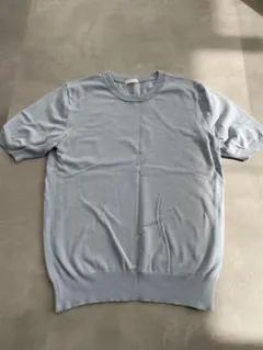 ブルー Mサイズ 半袖ニット GU