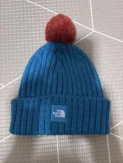THE NORTH FACE ベビー帽子 青 赤ポンポン