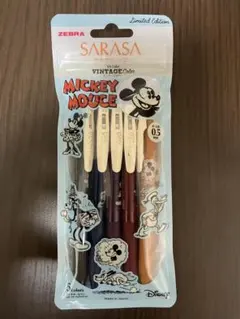 SARASA ミッキーマウス限定版 ボールペン5本 0.5mm ビンテージカラー