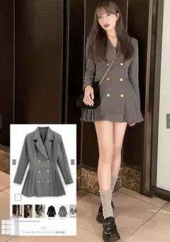 GRL プリーツテーラードジャケット グレー tu1418