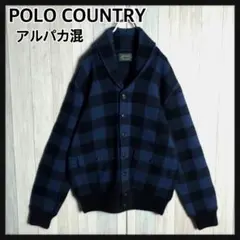 3429【未使用級・極美品】ポロカントリー アルパカ混 チェック柄 ブルゾン