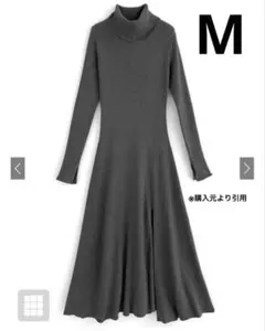 【GRL】タートルネックスリットニットロングワンピース　ru1019 M