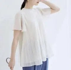 【美品】vis ビス シフォンバックリボンプリーツブラウス