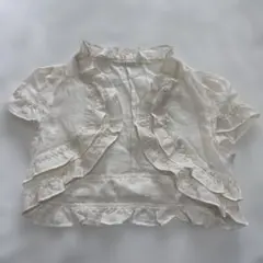 【美品】petit Poudre ラメ混フリルボレロ アイボリー結婚式パーティー