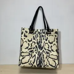 希少デザイン FURLA フルラ レオパード柄 ハラコ調 トートバッグ ブルー