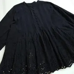 SHIPS ブラック 刺繍 チュニック ブラウス 七分袖のサムネイル