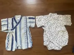 ベビー甚平セット 青ストライプ・魚柄　70