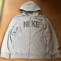 80s 90s NIKE ゴツナイキ ロゴ ジップパーカー グレー y2k 短丈