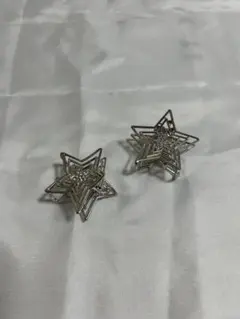 スターモチーフ ヘアクリップ 2個セット シルバーカラー