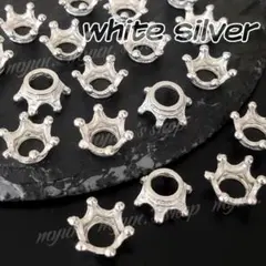 ミルククラウン パーツ ホワイトシルバー 30P ハンドメイド 材料 チャーム