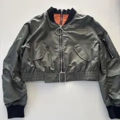 zara ザラオリーブグリーン クロップド MA-1ジャケット ショート丈