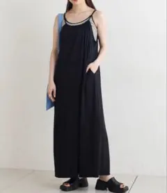 Kastane カットギャザーキャミワンピース ブラック