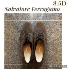 フェラガモ 革靴 ドレスレースアップシューズ スエード/ハラコ