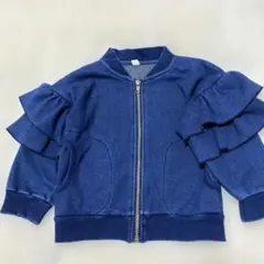 ネイビー フリル付きスウェットジャケット100