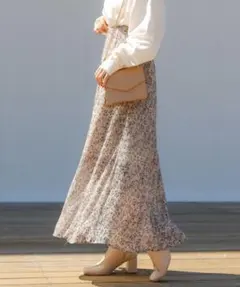 Chico 小花柄プリーツフレアロングスカート ハイウエスト Fのサムネイル
