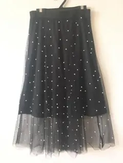 Bershka パール装飾 黒 フレアロングスカートのサムネイル