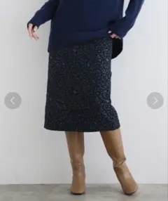 INDIVI レオパード ジャカードストレートスカート