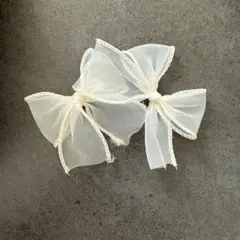 ホワイトシフォンリボン　ヘアアクセサリー　卒園式　入園式　入学式
