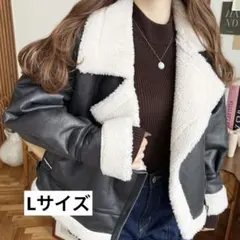 moment+ フェイクレザー×ボアフェイクムートンライダースジャケットブルゾン