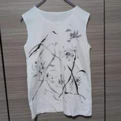 パラスパレス水墨画風 花柄 タンクトップ ホワイトサイズ0のサムネイル