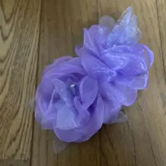 紫の花モチーフ コサージュ クリップ付き