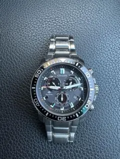 【稼働】シチズン　エコドライブ　電波ソーラー　デイト　クロノグラフ　腕時計