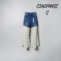 CIAOPANIC レース切替デニムパンツ S タグ付き フレアパンツ ワイドのサムネイル