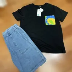 西松屋 タイダイ柄ポケットTシャツ＆デニムハーフパンツ 140のサムネイル
