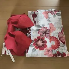 しまむら 浴衣セット 赤 花柄 浴衣 帯のサムネイル