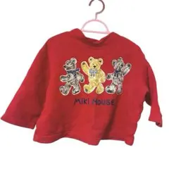 極美品　オールドミキハウス　クマさん　赤い長袖Tシャツ クマ柄　旧タグ　90cm