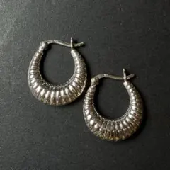 シルバー925 silver デザインフープピアス/軽研磨仕上げ/両耳