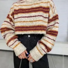 フーズフーギャラリー ブークレボーダープルオーバー ニット クロップド