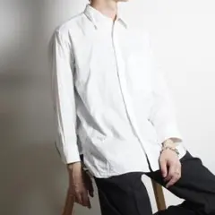 dunhill シャドーストライプ ホワイトシャツ ロゴ刺繍 /BZ69のサムネイル