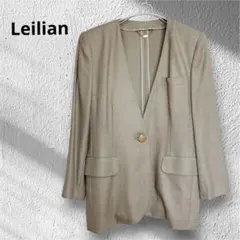 Leilian レリアン リネン ノーカラージャケット ヴルムザー生地 Lのサムネイル