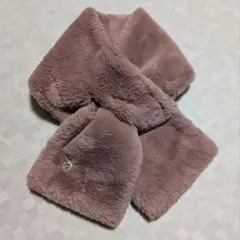【美品】薄紫色ファースヌードマフラービジュー付き