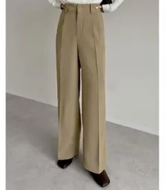 【美品】Re:EDIT ダブルタックカラーワイドパンツ　キャメルベージュ　XL