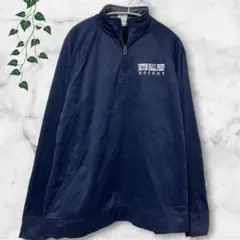 人気❣️JERZEES【XL】ハーフジップ スウェット 刺繍ロゴ 紺 大きいサイズ