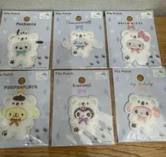 セリア　サンリオ　パイルワッペン　ふわふわスノー　6点