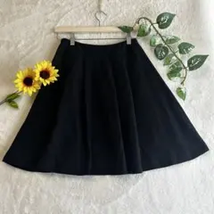 ファビュラスアンジェラ プリーツ 膝丈 フレアスカート ブラック Mサイズ