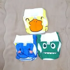 おむつカバー3枚セット Sサイズ 90cm (6〜11kg) マジックテープ