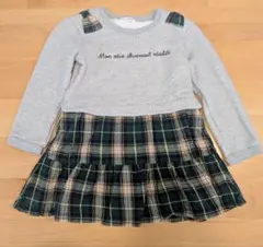 120サイズ 長袖チェック柄ワンピース
