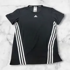 adidasアディダス　トレーニングTシャツ ブラック　速乾性　伸縮性あり美品Lのサムネイル
